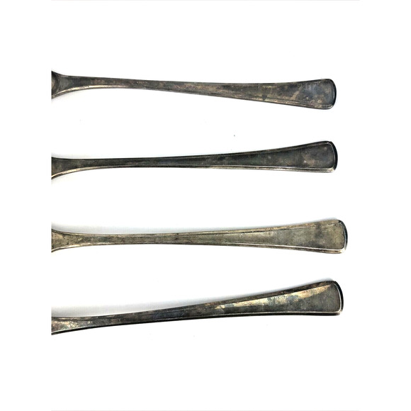 Vintage Japan Silver Plate 18-8 Spoon Set 4 Spoons Stainless Steel Oval End 7.5" - Picture 8 of 9